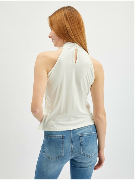 Orsay Кремав дамски дантелен топ ORSAY