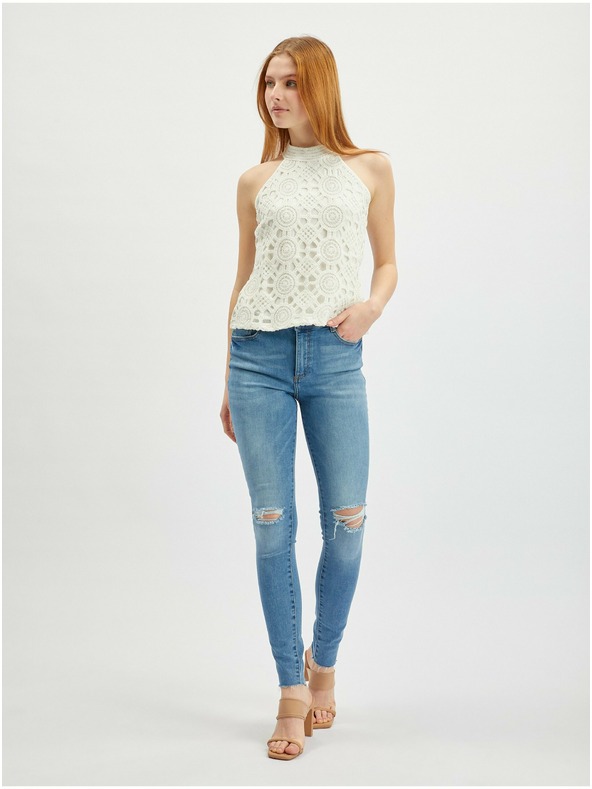 Orsay Кремав дамски дантелен топ ORSAY