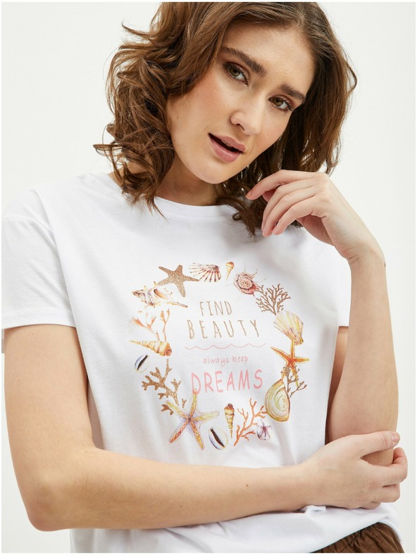 Orsay Бяла дамска тениска ORSAY