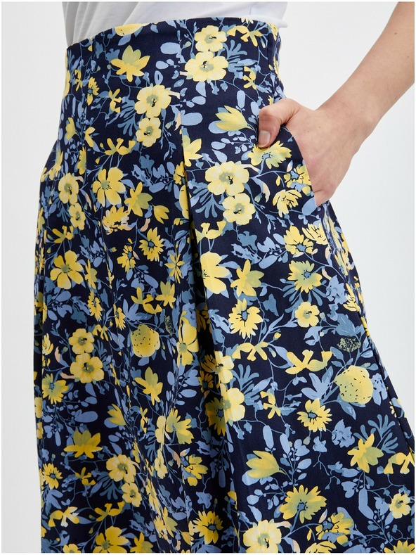 Orsay Жълто-синя дамска плисирана пола на цветя ORSAY