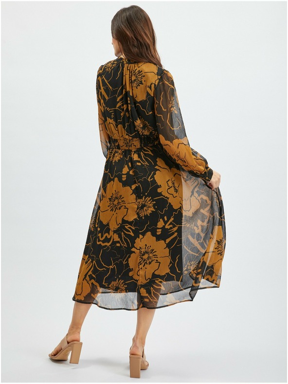 Orsay Кафяво-черна дамска миди рокля на цветя ORSAY