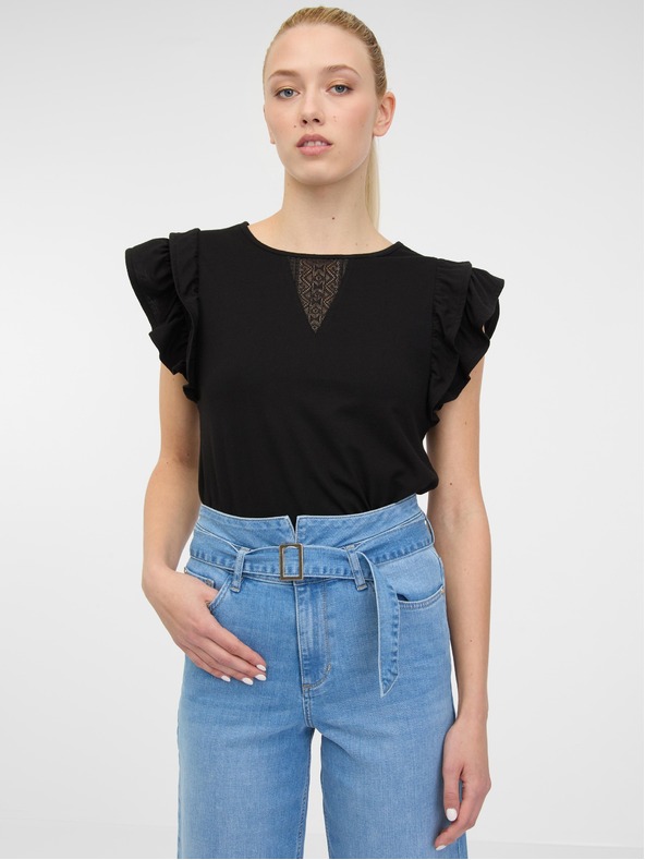 Orsay Черна дамска тениска с къс ръкав ORSAY