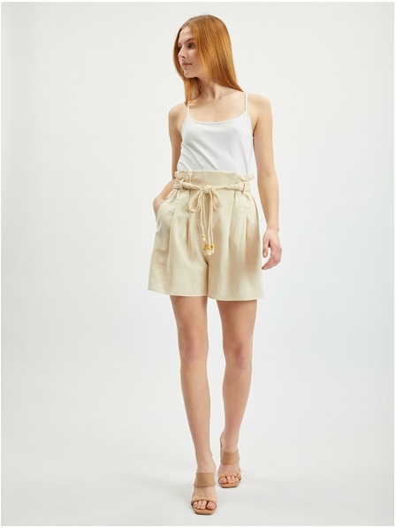 Orsay Бежови дамски ленени къси панталони ORSAY