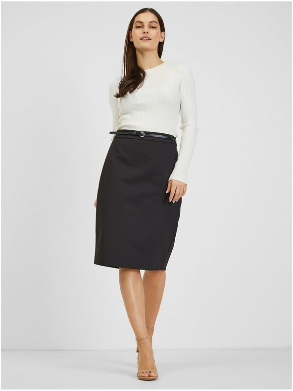 Orsay Черна дамска пола с колан ORSAY