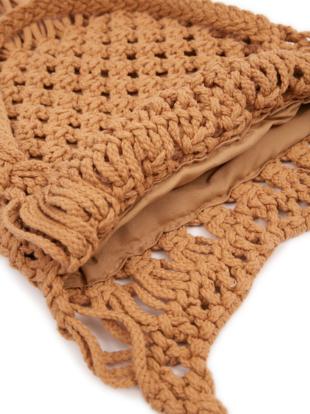 Orsay Кафява дамска плетена чанта с декоративен детайл ORSAY