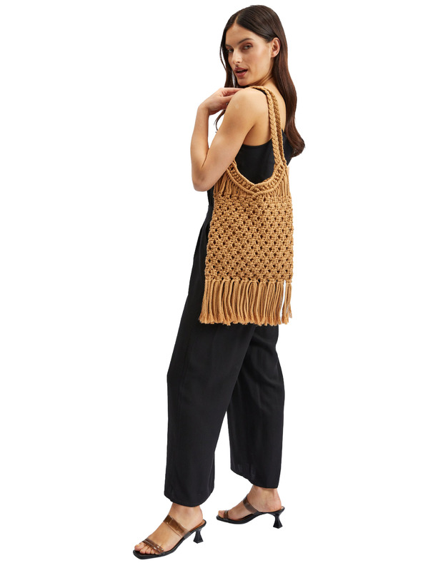 Orsay Кафява дамска плетена чанта с декоративен детайл ORSAY