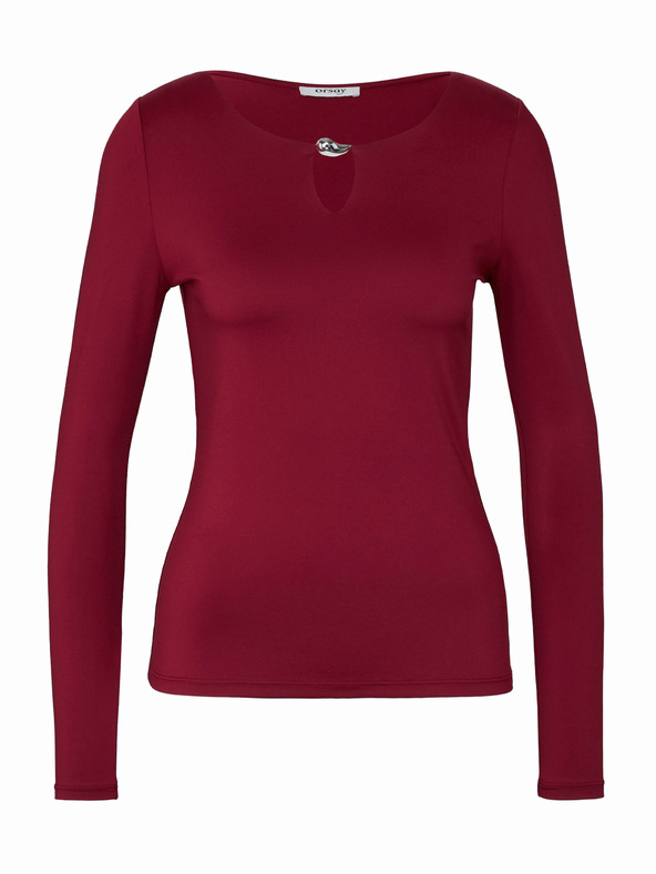 Orsay Виненочервен дамски топ с дълъг ръкав ORSAY