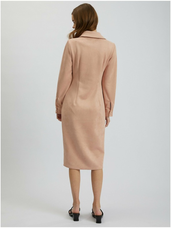 Orsay Светлорозова дамска рокля о тялото от велур ORSAY