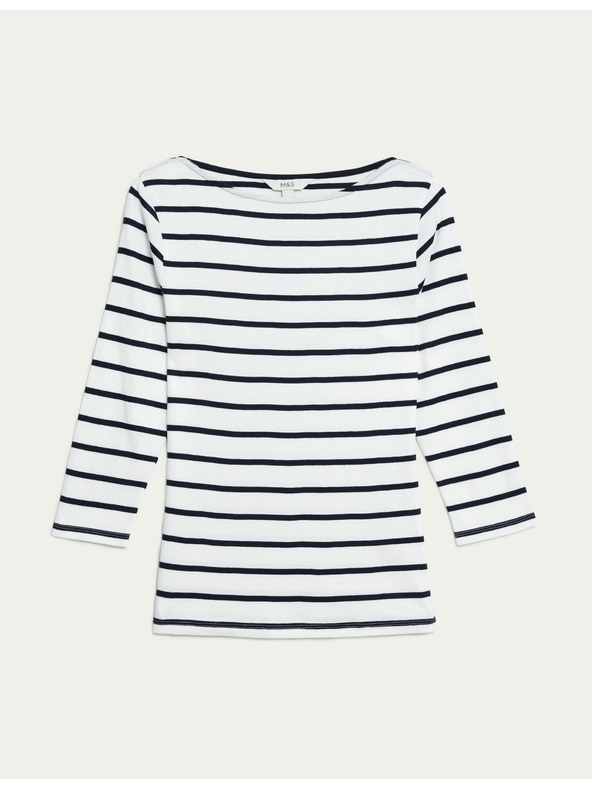 Marks & Spencer Черно-бяла дамска тениска на райета Marks & Spencer