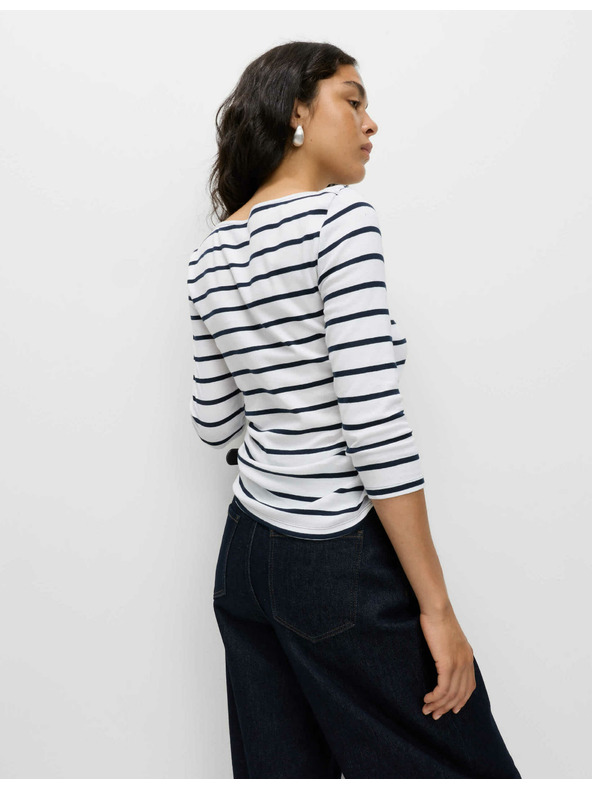 Marks & Spencer Черно-бяла дамска тениска на райета Marks & Spencer