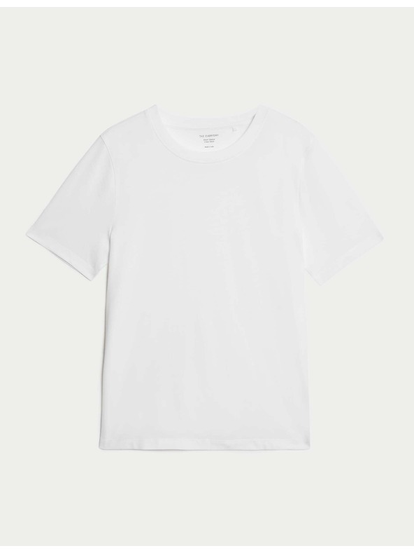 Marks & Spencer Бяла памучна основна дамска тениска Marks & Spencer