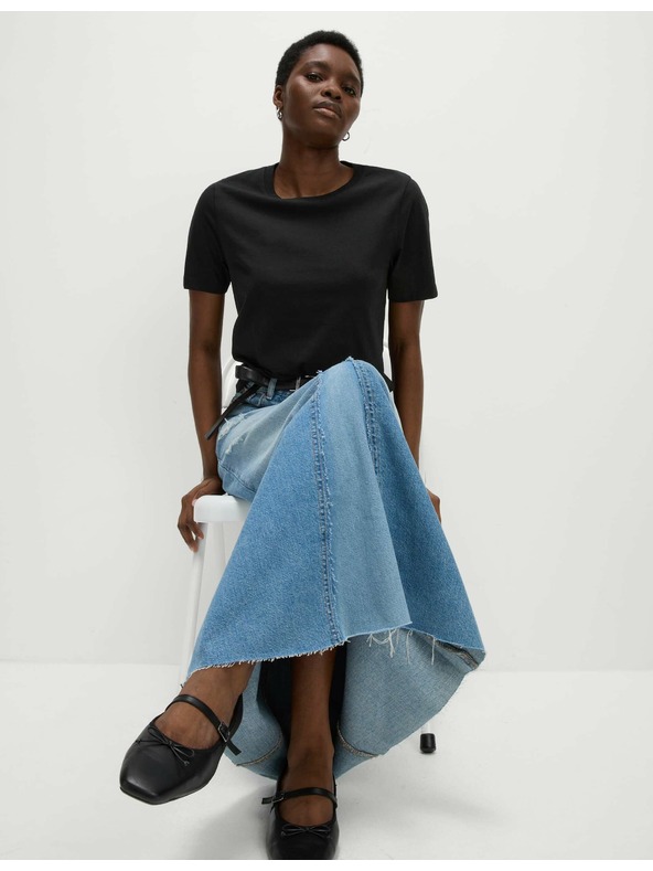 Marks & Spencer Черна дамска памучна основна тениска Marks & Spencer