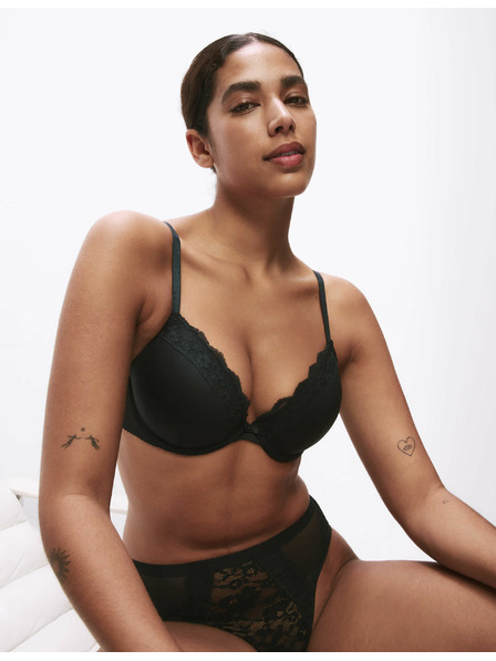 Marks & Spencer Дантелен сутиен с подплънки и подплатени чашки, размер 2,5 унж. A-E Marks & Spencer черен