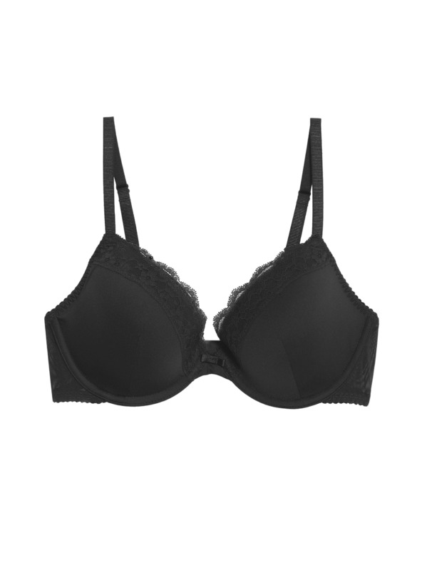 Marks & Spencer Дантелен сутиен с подплънки и подплатени чашки, размер 2,5 унж. A-E Marks & Spencer черен