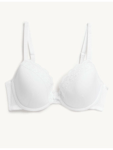 Marks & Spencer Сутиен с дантелено деколте, с подплънки и пълни чашки, размер 4,5 мм, с пълни чашки. A-E Marks & Spencer бял