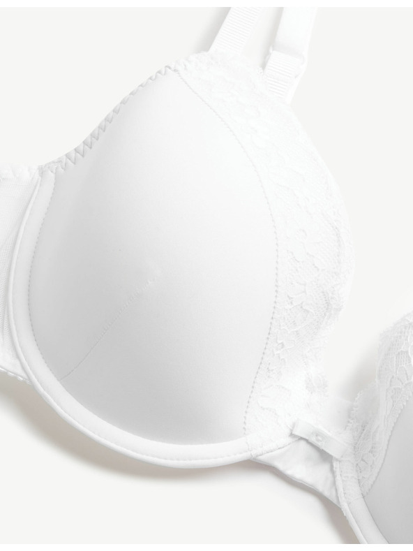 Marks & Spencer Сутиен с дантелено деколте, с подплънки и пълни чашки, размер 4,5 мм, с пълни чашки. A-E Marks & Spencer бял