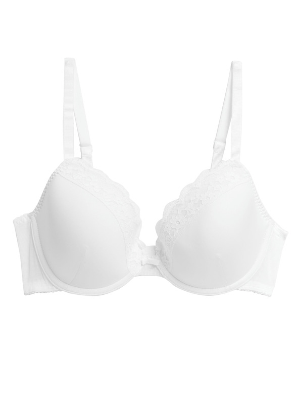 Marks & Spencer Сутиен с дантелено деколте, с подплънки и пълни чашки, размер 4,5 мм, с пълни чашки. A-E Marks & Spencer бял