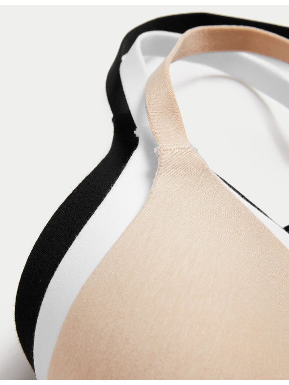 Marks & Spencer Комплект от 3 обикновени сутиена с пълни чашки и подплънки, размер 4, размер 4, с подплънки. A-E Marks & Spencer бежов