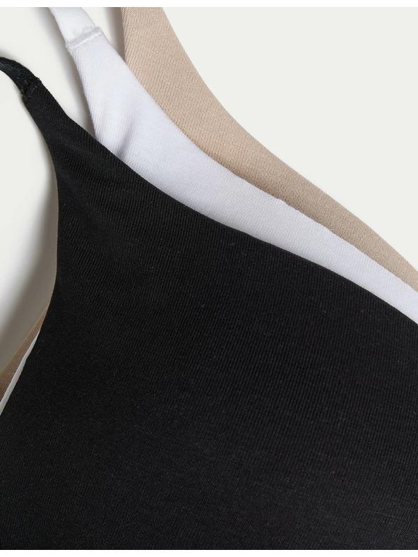 Marks & Spencer Комплект от три дамски сутиена с подплънки в бежово, бяло и черно Marks & Spencer