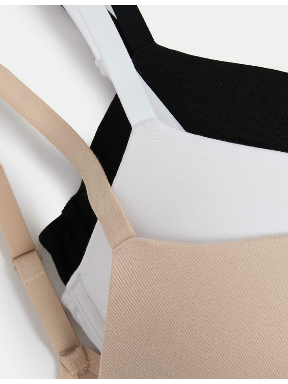 Marks & Spencer Комплект от три дамски сутиена "push-up" в бежово, бяло и черно с подплънки Marks & Spencer