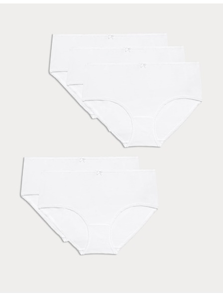 Marks & Spencer Миди бикини от памук Lycra®, 5 опаковки Marks & Spencer бели