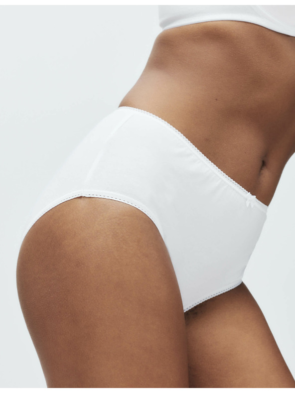 Marks & Spencer Миди бикини от памук Lycra®, 5 опаковки Marks & Spencer бели