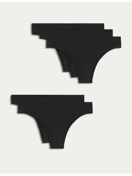 Marks & Spencer Бикини от бразилски модал, без видим подгъв, 5 бр. в опаковка Marks & Spencer черни