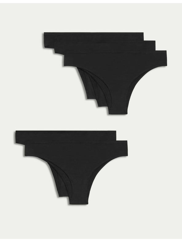 Marks & Spencer Бикини от бразилски модал, без видим подгъв, 5 бр. в опаковка Marks & Spencer черни
