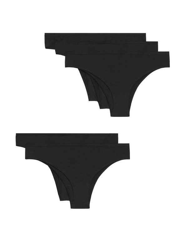 Marks & Spencer Бикини от бразилски модал, без видим подгъв, 5 бр. в опаковка Marks & Spencer черни