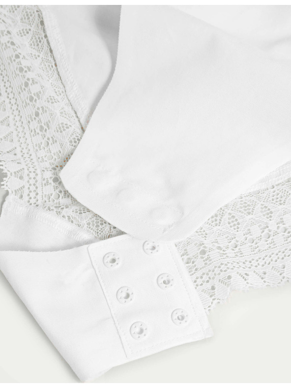 Marks & Spencer Бяло дамско боди Marks & Spencer Secret Support™ с дантела за пристягане