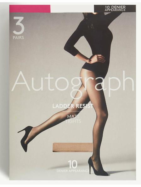 Marks & Spencer Чорапогащник 10 DEN твърд и матов, 3 бр Marks & Spencer бежов