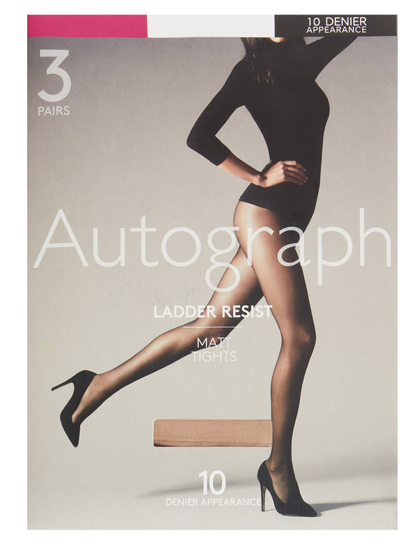 Marks & Spencer Чорапогащник 10 DEN твърд и матов, 3 бр Marks & Spencer бежов