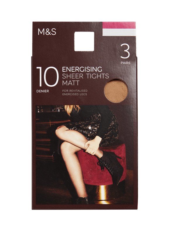Marks & Spencer Комплект от 3 чифта прозрачни чорапогащи 10 DEN с технология Energising Marks & Spencer бежов