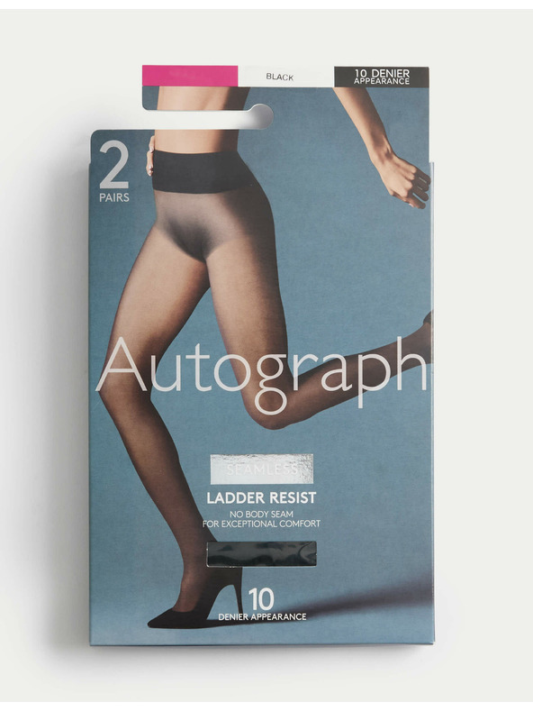 Marks & Spencer Комплект от два чифта дамски безшевни чорапогащи в черно 10 DEN Marks & Spencer