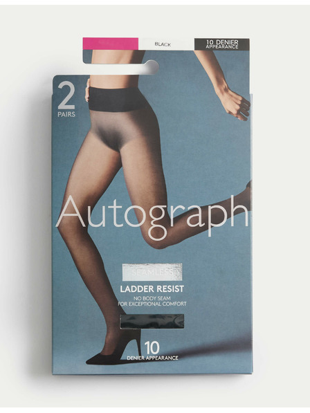 Marks & Spencer Комплект от два чифта дамски безшевни чорапогащи в черно 10 DEN Marks & Spencer