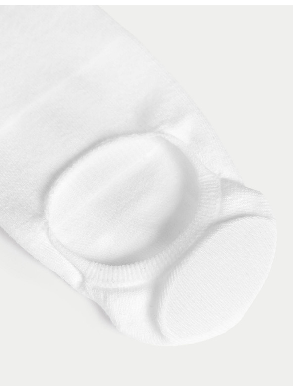 Marks & Spencer Памучни ниски чорапи с подплата Marks & Spencer, комплект от 4 чифта, бели