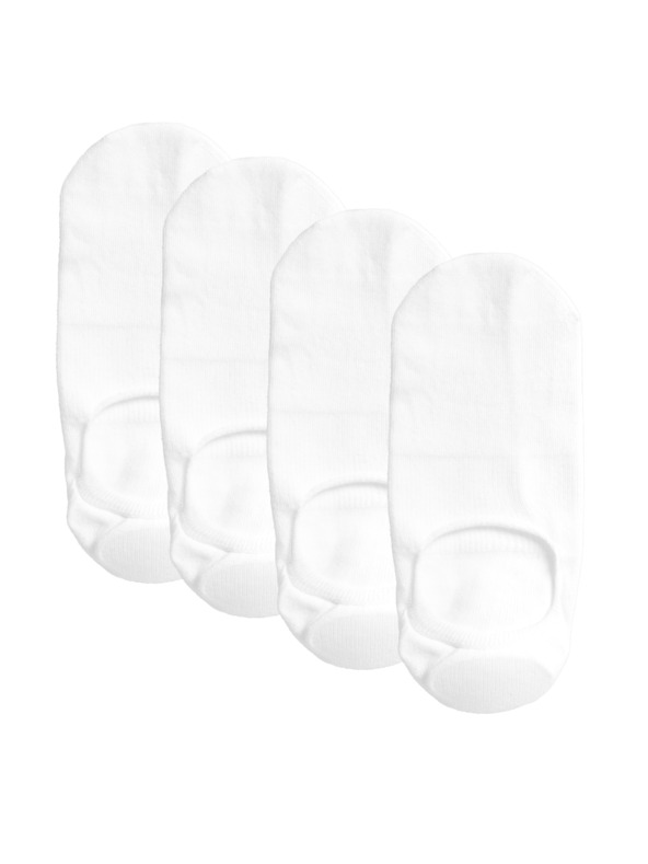 Marks & Spencer Памучни ниски чорапи с подплата Marks & Spencer, комплект от 4 чифта, бели