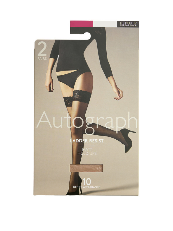 Marks & Spencer Комплект от два чифта матови самоподдържащи се дамски чорапогащи Marks & Spencer в телесен цвят 10 DEN