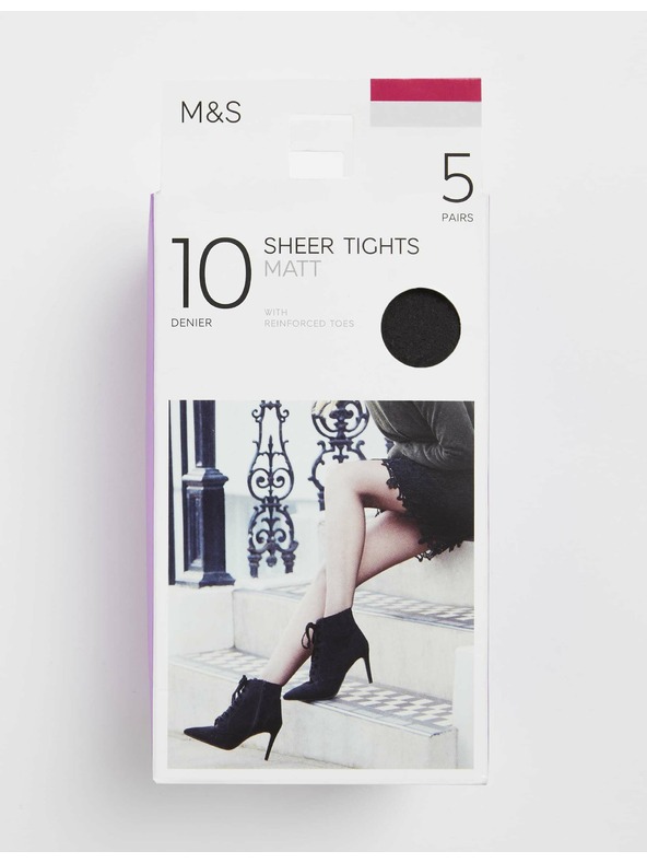 Marks & Spencer Тъмно сив дамски чорапогащник 10 DEN, 5 чифта в опаковка Marks & Spencer