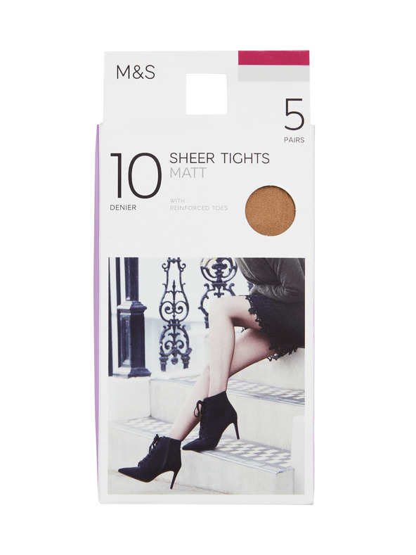 Marks & Spencer Дамски чорапогащи 10 DEN, 5 чифта в опаковка Marks & Spencer бежови