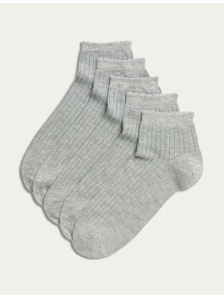 Marks & Spencer 5 чифта безшевни чорапи до глезена Marks & Spencer сиви