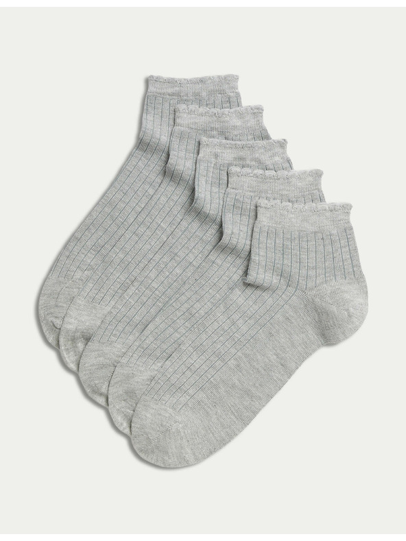 Marks & Spencer 5 чифта безшевни чорапи до глезена Marks & Spencer сиви