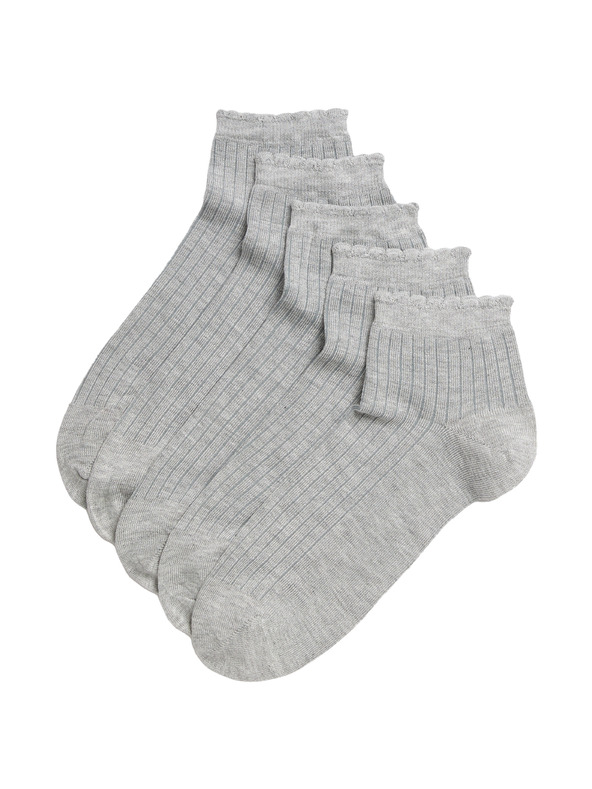 Marks & Spencer 5 чифта безшевни чорапи до глезена Marks & Spencer сиви