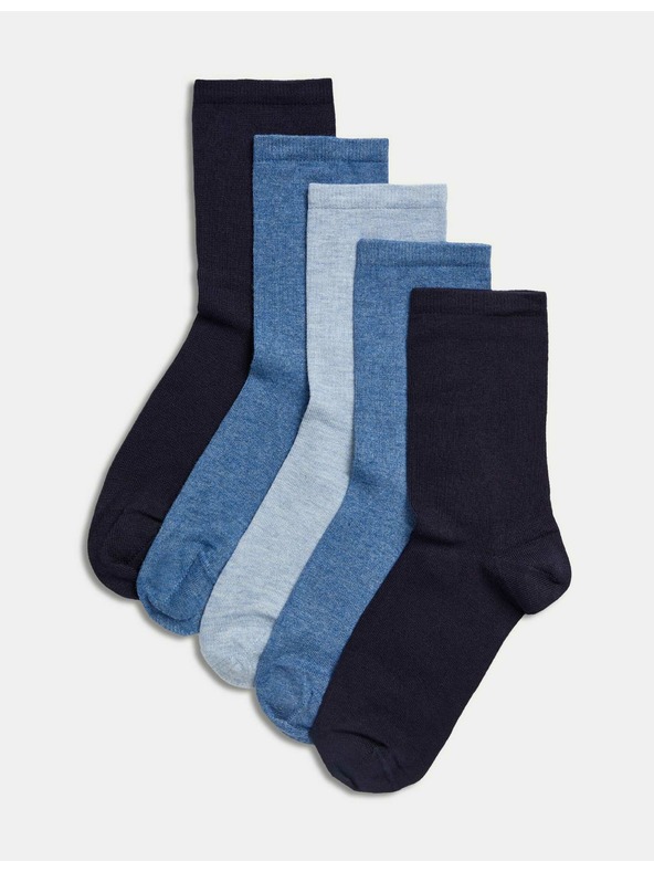 Marks & Spencer Комплект от пет чифта дамски чорапи в синьо Marks & Spencer