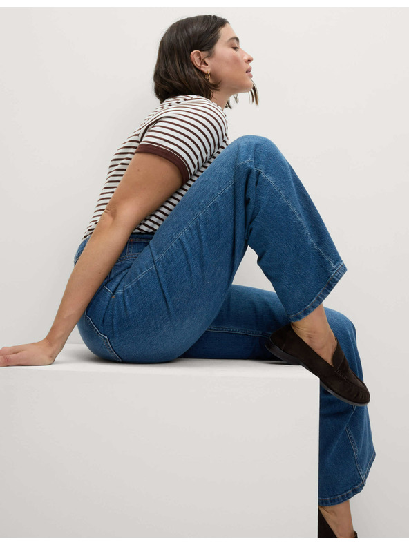 Marks & Spencer Сини дамски дънки с висока талия и широки крачоли Marks & Spencer