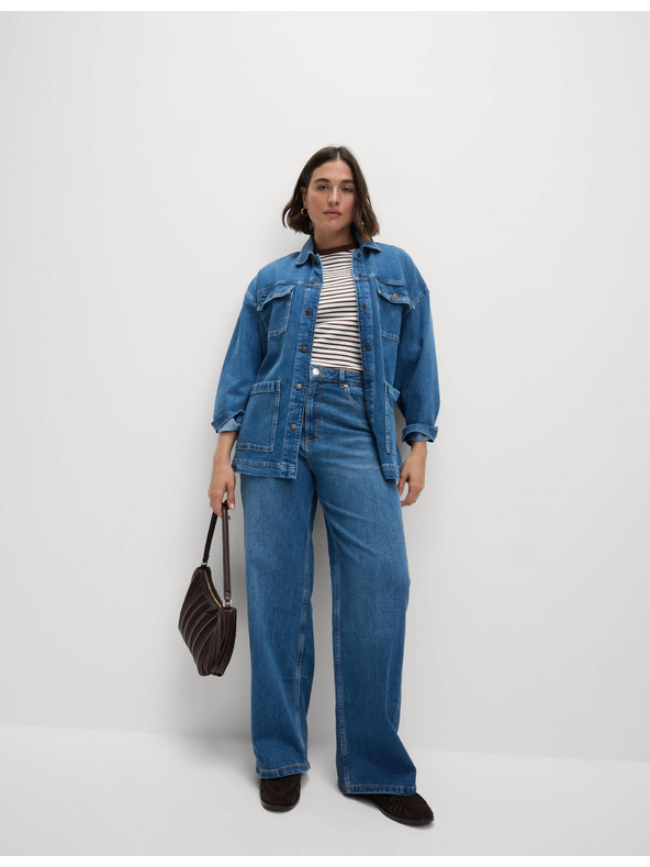 Marks & Spencer Сини дамски дънки с висока талия и широки крачоли Marks & Spencer