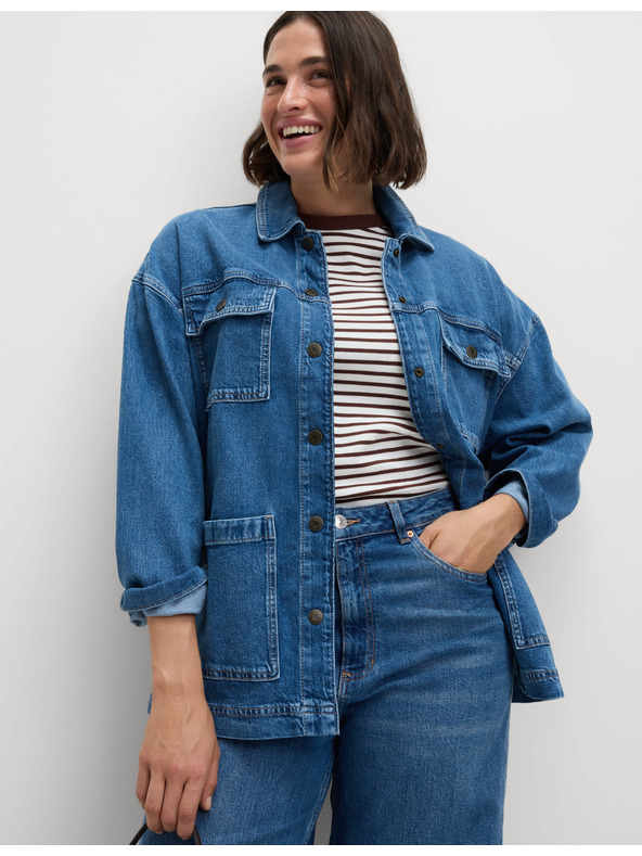 Marks & Spencer Сини дамски дънки с висока талия и широки крачоли Marks & Spencer