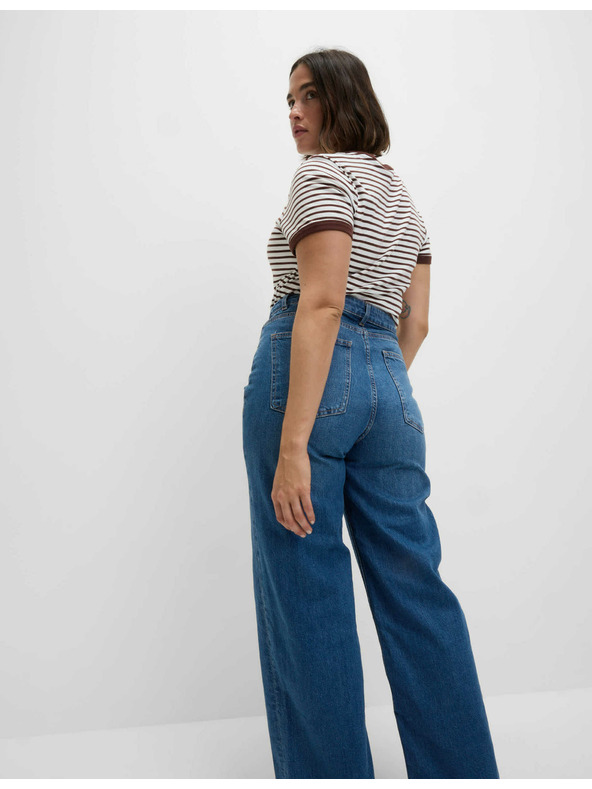 Marks & Spencer Сини дамски дънки с висока талия и широки крачоли Marks & Spencer