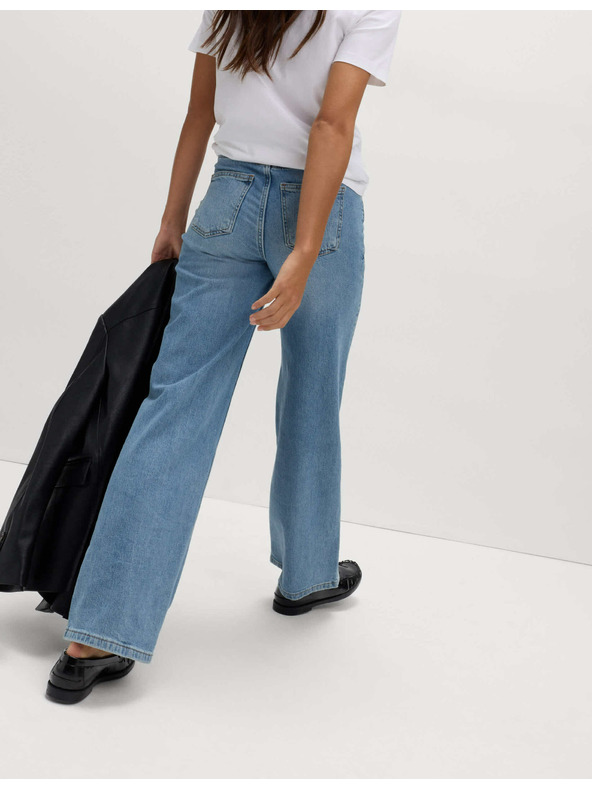 Marks & Spencer Светлосини дамски дънки с висока талия и широки крачоли Marks & Spencer