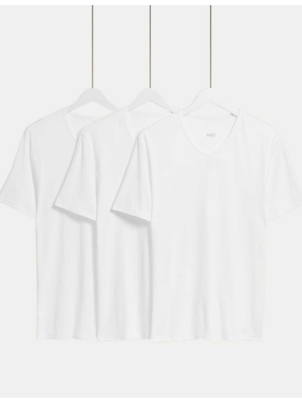 Marks & Spencer Комплект от три бели мъжки тениски Marks & Spencer